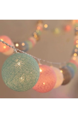 Singree 6 Cm Pamuk Topu Led Işıkları - Şeker Rengi, 3 Metre 20 Ampul, Pilli, Noel Ve Ev Dekorasyonu İçin Sıcak Işık Renk