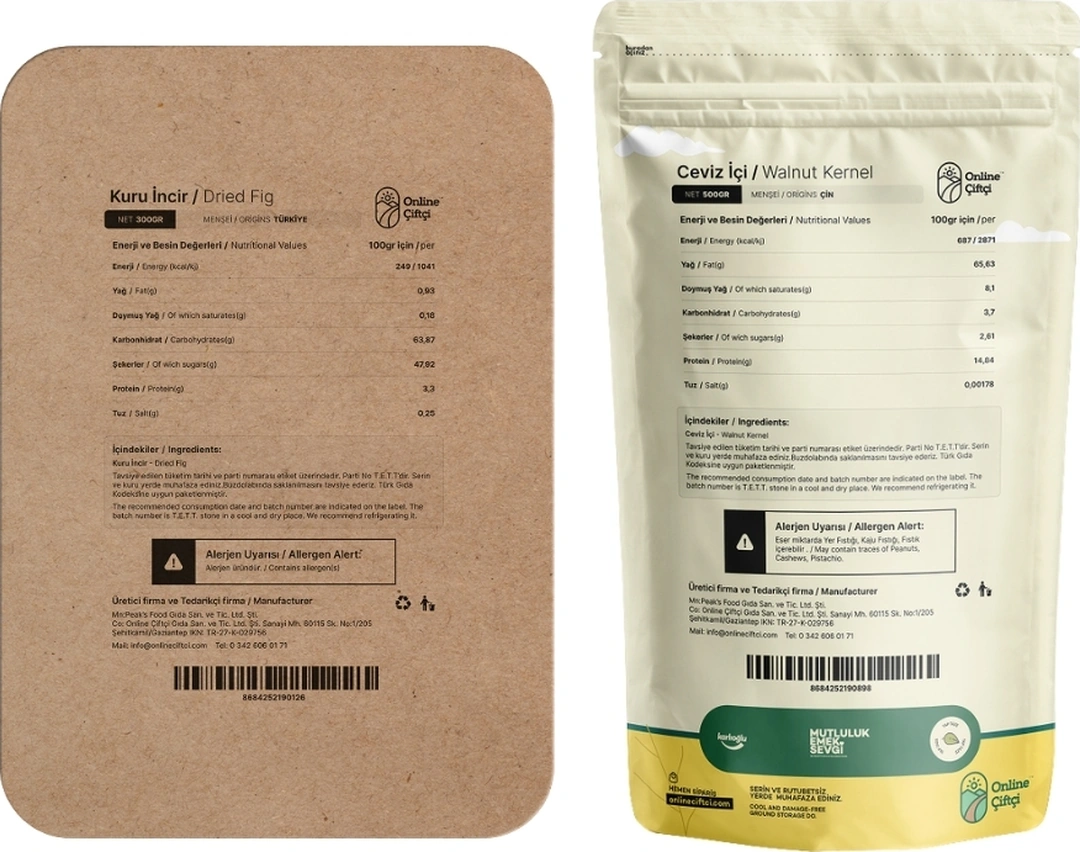 Online Çiftçi Kuru İncir 300 G + Kelebek Ceviz İçi 500 G