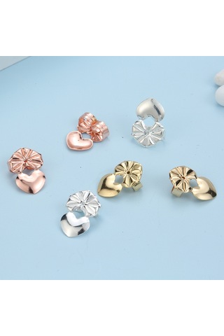 Vkemall Kaliteli Bakır Kalp Gövde Küpe Takma Aracı - Altın, Gümüş, Gül Altını 3 Çift Plastik Kutuda - Kullanıması Kolay Ev Kullanımlı Araç Gold