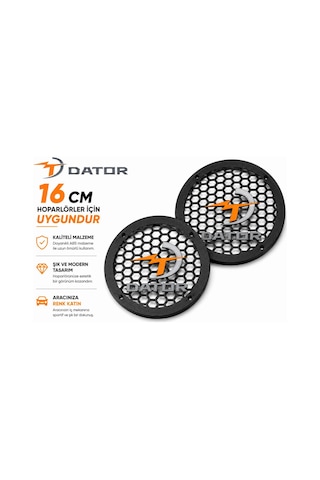 Dator 16cm Hoparlör Kapağı - Dator Logolu Kaliteli Plastik Midrange Hoparlör Kapak 16 Cm - 2 Adet
