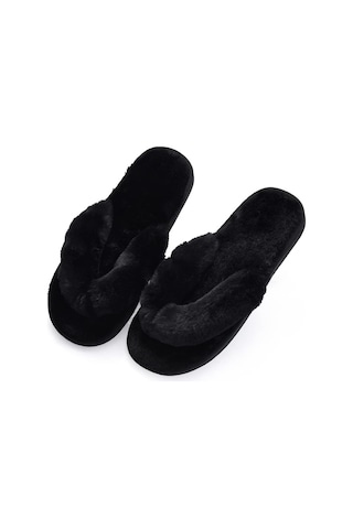 Reedark 2024 Kadın Ev Terliği - Yumuşak Tavşan Tüyü, Kaymaz Tabanlı Siyah Sıcak Ayakkabı Siyah