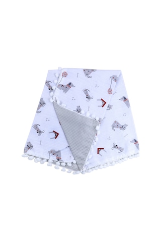Sebi Bebe Ponponlu Battaniye 70x90 CM 9212 Beyaz