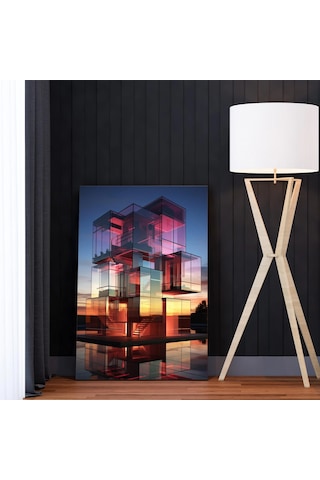 Cam Prizma Gün Batımı Modern Mimari Kanvas Tablo Nv00292