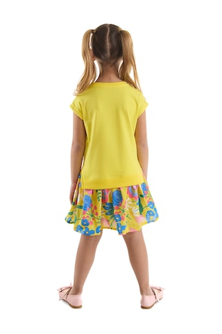 Denokids Sarı Çiçekli Papatyalı Kız Çocuk Fırfırlı Yazlık Elbise