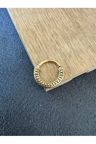 %100 316 L Cerrahi Çelik Antik Desen Kilitli Halka Piercing Altın