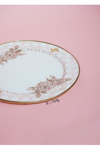 Rosadora Emaye 2'li Sunum Tabağı Dekoratif Kahvaltı Ve Servis Tabağı Pembe
