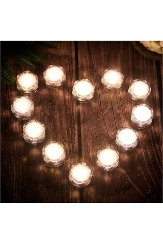 Hfambition 12 Adet Su Altı Led Işıkları - Yangısız, Su Geçirmez, Pilli Fonksiyonlu - Düğün Ve Noel Dekorasyonu Diğer