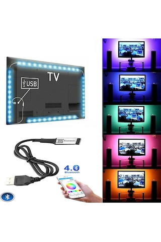 Bluetooth Telefon Kontrol Müzik 42'' 49'' 55'' Tv Arkası Usb Led Şerit Aydınlatma