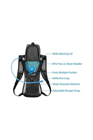 Willowhaven 2l Peva Su Torbası Ve Nilon Spor Sırt Çantası - Bisiklet, Dağcılık, Kamp İçin, Hafif, Dayanıklı, Depolama Bölmeli, Yansıtıcı Tasarım, Siyah, 2 Litre Kapasite Çok Renkli