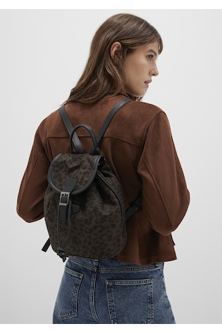 Mavi - Leopar Desenli Sırt Çantası 1913383-71595 Kahverengi