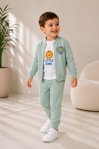 Mnk Baby & Kids Erkek Bebek Küçük Aslan Hırkalı 3lü Takım M00855 Yesil