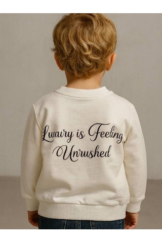 Zekids Erkek Çocuk Luxury Yazılı Sweatshirt-16192 Ekru