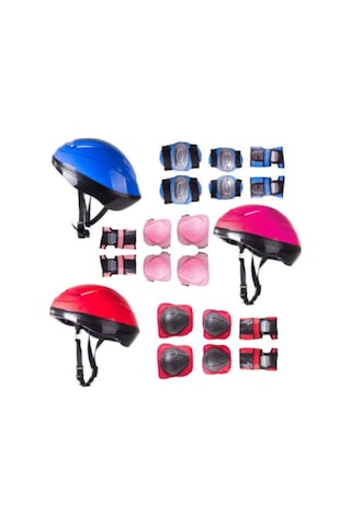 Kadın Pembe Kask Dizlik Dirseklik Koruyucu Set Pembe