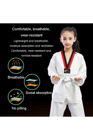 Sones Taekwondo Giyim Çocuk Yetişkin Pamuklu Erkek Ve Kadın Taekwondo Eğitim Üniformaları Alfabe Yaka Kısa Kollu Çok Renkli