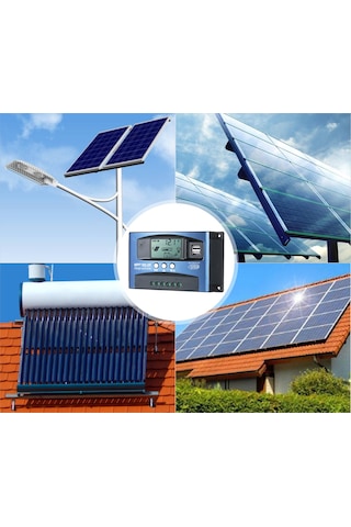 Lemestar 50a Güneş Enerjisi Kontrol Cihazı 12v/24v Otomatik Tanıma 5v/2a Usb Çıkışı Lcd Ekranlı Şarj Yöneticisi