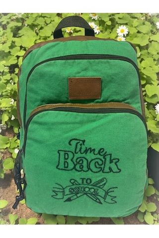 Kaliteli Siyah Vintage Salaş Baskılı Disayn Günlük Gezi Okul Sırt Çantası Revilla Bag 28x38cm Yeşil