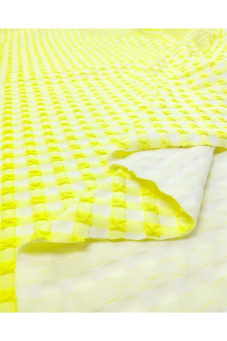 Beyaz Ve Neon Sarı Renklerde Gövdeli Dolgun Esnek Jarse Kumaş Elbiselik & Bluzluk 140x225cm-12626 Beyaz,sarı