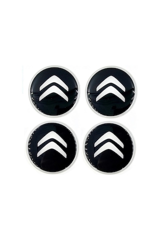Damla Sticker Siyah Tasarım Citroen Jant Göbeği 5.5cm Uyumlu 4 Adet