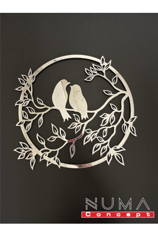 Serçe Mdf Üzeri Gümüş Pleksi Duvar Dekorasyon Lazer Kesim 30x30cm