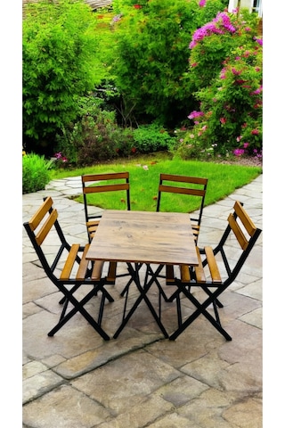 Balkon Bahçe Mutfak Bistro Set Katlanır Masa-sandalye Sarı