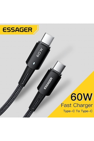 Essager 0.50cm 60w Type C To Type-c Ultra Hızlı Data Şarj Kablosu,süper Dayanıklı Şarj Ve Data Kablosu
