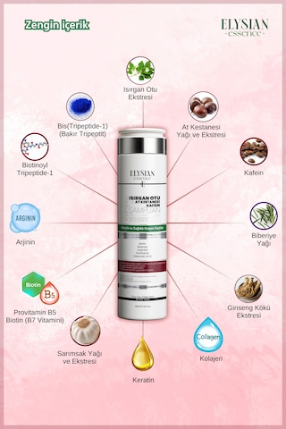 Elysian Essence Isırgan Otu & At Kestanesi & Kafein Şampuanı Copper Peptidli Hızlı Saç Uzatma Uzatan Etkili Bakım 300 Ml Tüm Saç Tipleri