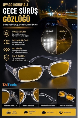 Zhl Tools Zhltools Şefaf Gece Sürüş Gözlüğü