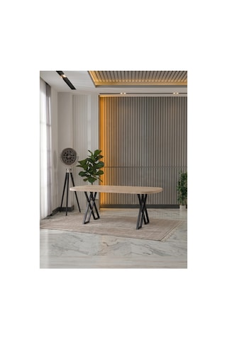 Nesa 90x170 Mdf X Ayak Masa Yemek Masası/mutfak Masası Traverten Traverten