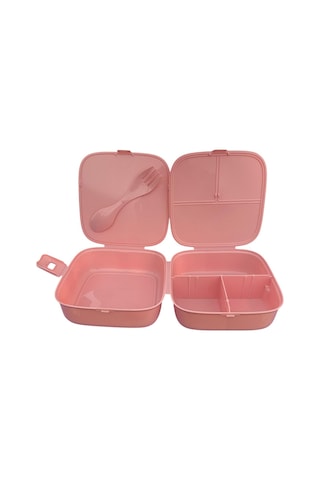 Beslenme Kutusu 4 Bölmeli Açık Pembe Renk No:2 Kız Figürlü 1 Adet Yemek Saklama Kabı Beslenme Çantası Açık Pembe