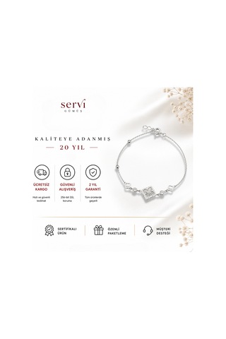 Servi 925 Ayar Gümüş Filigran Detaylı Dört Yapraklı Yonca Şans Bilekliği -430