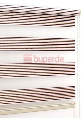 Buperde Kahverengi Beyaz Renkli Pilise Pliseli Zebra Stor Perde