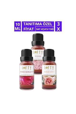 Lofty Pudra Amber Bahçe Gülü Uçucu Yağ Buhurdanlık Esansı Oda Kokusu 10 ML