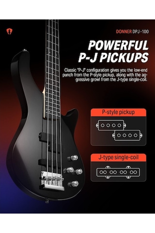 Donner Dpj-100 Pj-style Bas Gitar Siyah