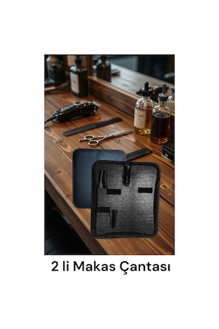 2 Bölüm 2 Makas Lı Fermuarlı Saç Kesim Makası Çantası 1 Adet