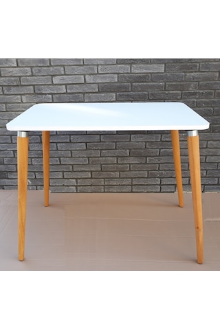 Depolife Ahşap Ayaklı Mutfak Yemek Masası 60X90 Cm Gürgen Masif Ayak Beyaz
