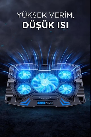 Cf-05 Ayarlanabilir Dizüstü Bilgisayar Rgb Soğutma Fanı Siyah
