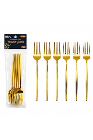 60 Parça Gold Yemek Çatal Seti 21cm - 1 Paket İçinde 6 Adet Vardır - 10 Paket Gönderilir 5250 Diyarı Fırsat