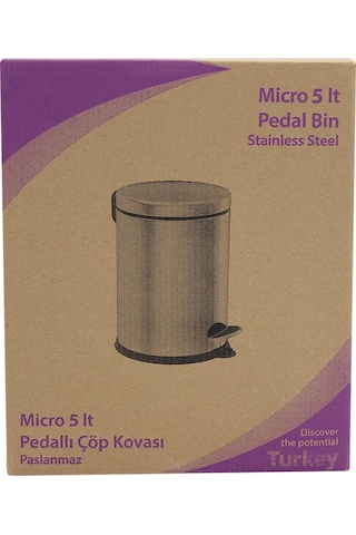 Small Smart Micro Pedallı Çöp Kovası Paslanmaz 5Lt