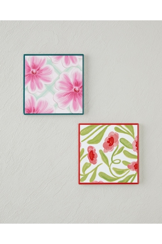 English Home Bright Petals Seramik Bardak Altlığı 11x11 Cm Pembe Pembe