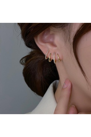 Gümüş Moda Zarif Rhinestone Dekor Kulak Manşet Küpe Kadın İçin 2023 Yeni Varış Noel Hediyesi Damızlık Küpe Gümüş