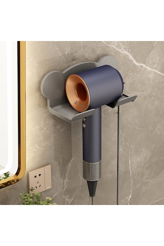 Saç Kurutma Makinesi Duvara Monte Tutucu Banyo Rafı Depolama Rafı İçin, Stil: Basit Gri