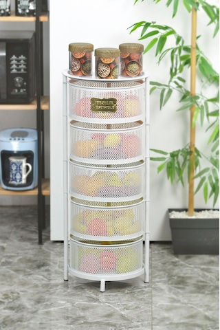 Galvaniz Açılır Kapanır 5 Katlı Paslanmaz Beyaz Sebzelik