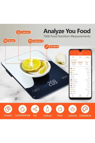 Honeybeeshop Beyaz 1 Adet Akıllı Dijital Gıda Tartısı Besin Hesaplayıcılı Usb Şarj Edilebilir 0 1oz 9 98kg Diyet Yönetimi Aracı Modern Mutfak Tartısı Beyaz