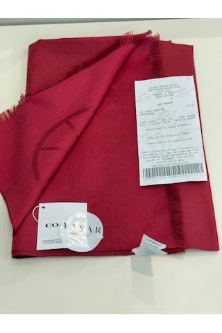 Coach Signature Wrap Yün Ipek Şal Kırmızı