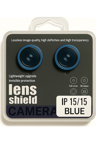 Apple Uyumlu iPhone 15/15 Plus Kamera Lens Koruyucu Black/silver Yüksek Çözünürlüklü-parlak-güçlü Blue
