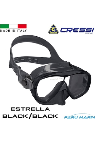 Parumarin Cressi Estrella Tek Parça Cam Dalış Maskesi Siyah