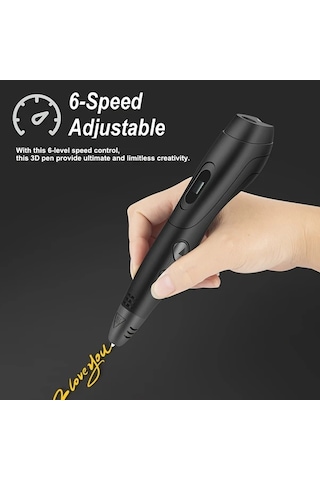 Xuweiwei Setookj Siyah 3d Baskı Kalemi 6 Hız Ayarlı 12 Renkli Pla Filament Dıy El Sanatları