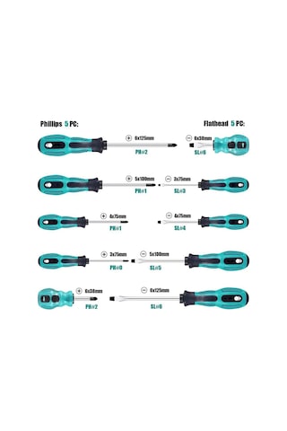 Leasetake 10 Parçalı Tornavida Seti Donanım Araçları Kombinasyon Seti Elektrik Bakım Araçları
