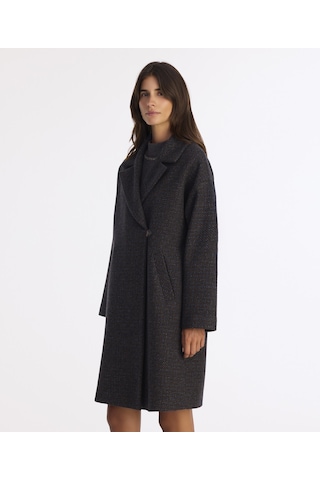 Yargıcı Geniş Ceket Yaka Uzun Kol Palto 25kkpl5019x 004 Lacivert