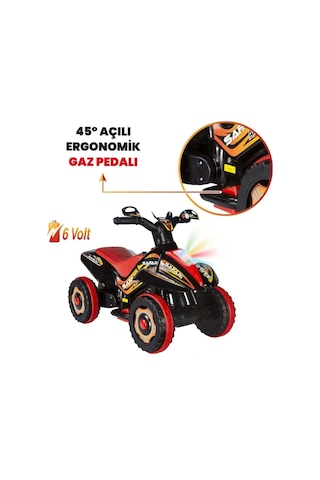 Akülü Araba Müzikli Ve Led Işıklı Akülü Kumandalı 6v Atv Siyah Siyah